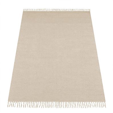 Teppich Flachgewebe Sisal-Optik mit Fransen Wohnzimmer Kinderzimmer natürlich