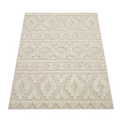 Hochflorteppich Shaggy 3D Struktur Schlafzimmer Wohnzimmer flauschig Creme