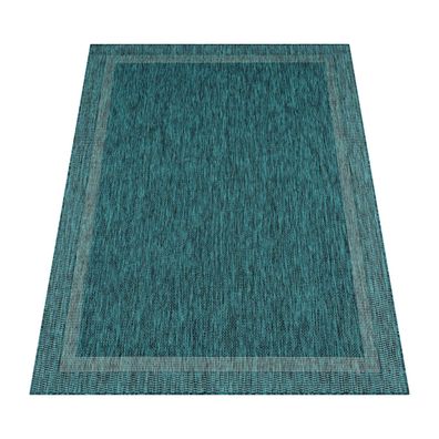 Outdoor Teppich Polypropylen Unifarben mit Bordüre Balkon Terrasse - Kadima Design