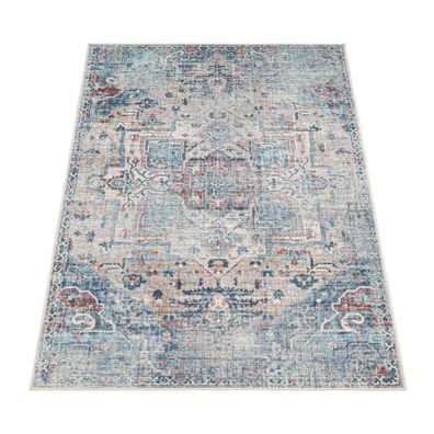 Orientteppich waschbar Vintage Ornamente Wohnzimmer Flur schmutzabweisend