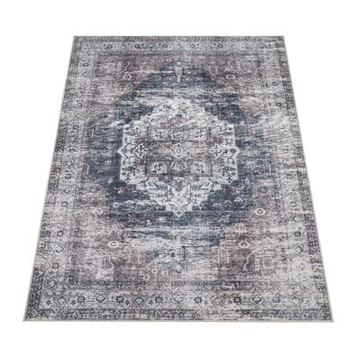 Orientteppich waschbar Vintage orientalisch Grau Flur schmutzabweisend