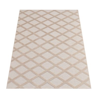 Waschbarer Kurzflorteppich Rauten 3D-Effekt Wohnzimmer Küche Flur waschbar modern