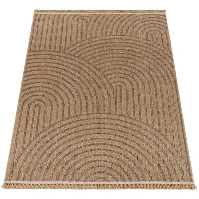 Outdoor Teppich Kurzflor Natur Meliert Terrasse Balkon wetterfest UV Beige