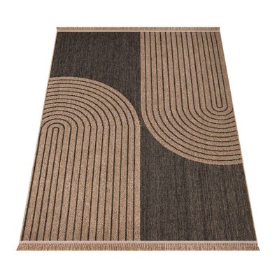 Outdoor Teppich Kurzflor Natur Meliert Terrasse Balkon wetterfest UV Anthrazit