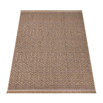 Outdoor Teppich Kurzflor Natur Wohnzimmer Terrasse Balkon wetterfest UV Beige
