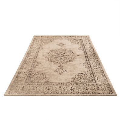 Orientteppich Kurzflor Läufer orientalisch Beige fußbodenheizungsgeeignet