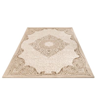 Orientteppich Kurzflor orientalisch Beige Wohnzimmer fußbodenheizungsgeeignet