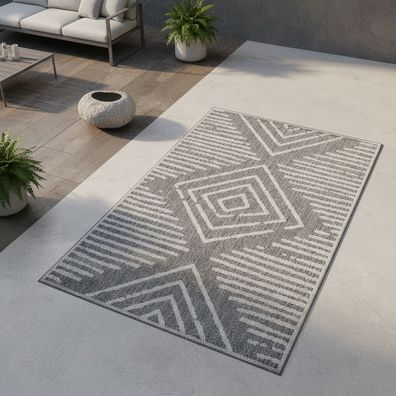 Outdoor-Teppich Kurzflor Gestreift Boho Modern UV-beständig Wetterfest - LIRIA