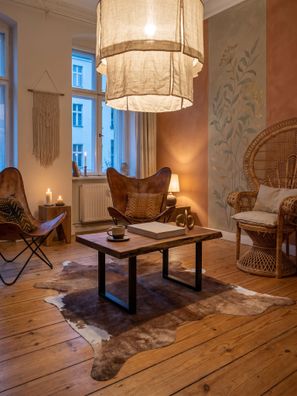 Flachgewebe Teppich Leder-Optik Modern Weich Strapazierfähig Waschbar - Gastein