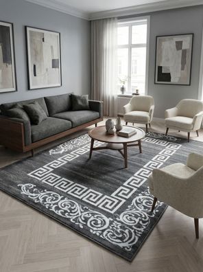 Kurzflorteppich Mäander Klassisch Modern Waschbar Strapazierfähig - ASPEN
