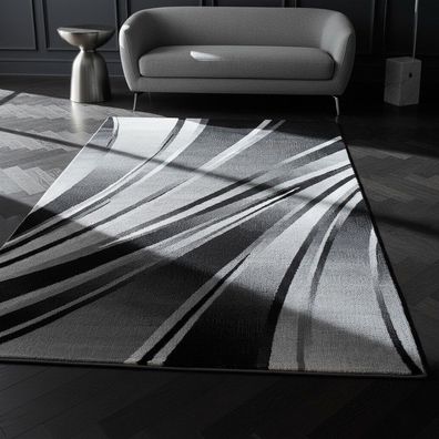 Teppich Abstrakt Wellen Modern Pflegeleicht Waschbar 14mm Strapazierfähig - DRAU