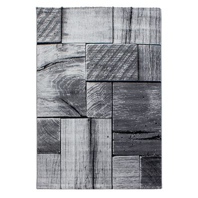 Kurzflorteppich 3D Holzoptik Modern Dezent Waschbar Strapazierfähig 14mm - DRAU
