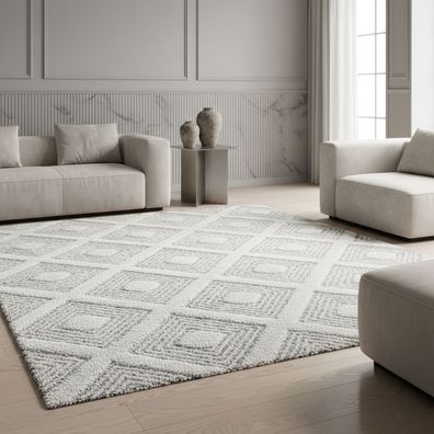 Shaggy Teppich Geometrisch Skandinavisch 3D Weich Flauschig 22mm - TALFER