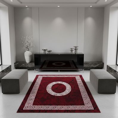 Kurzflorteppich Mäander Orientalisch Modern Waschbar Strapazierfähig - INN