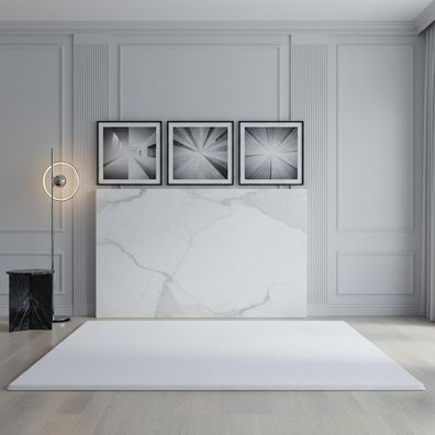 Teppich Kurzflor einfarbig Polyester Wohnzimmer waschbar Läufer - Kadima Design