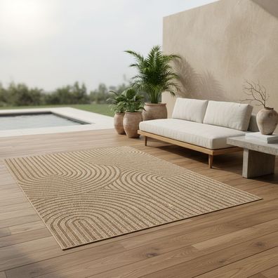 Outdoorteppich Jute-Optik Skandinavisch Modern UV-beständig Wetterfest - Arlberg