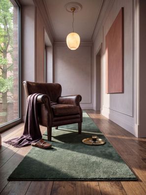 Teppichläufer Hochflor ALDAN 60x110 cm Puderrosa 16 mm Antirutsch Polyester für Flur