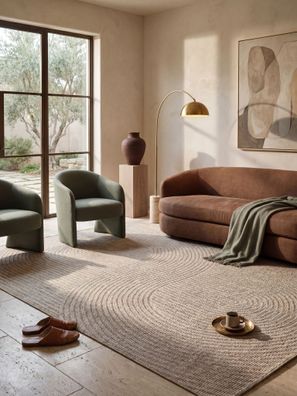 Teppich Flachgewebe BORNO 120x170 cm Beige Webstruktur Polypropylen geometrisch