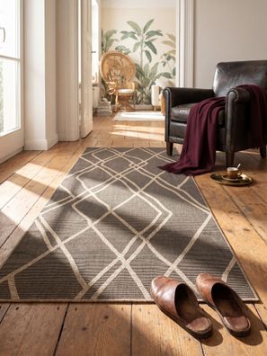 Teppichläufer Flachgewebe BORNO 80x150 cm Schwarz Polypropylen für Flur geometrisch