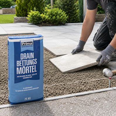 Prima Drainbettungsmörtel 25kg - ideal für Terrassen, Gartenwege, Einfah