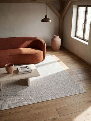 Teppichläufer Kurzflor STURA 80x150 cm Creme Jute Polypropylen Schlingen für Flur
