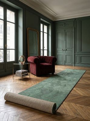Teppich Kurzflor DALAR 140x200 cm Waldgrün 8 mm Antirutsch Polypropylen abstrakt