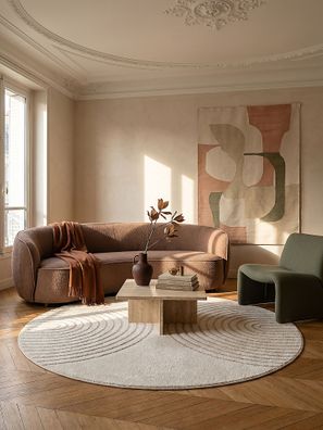 Teppichläufer Kurzflor MUOTA 80x150 cm Creme 12 mm plastisches 3D-Relief für Flur