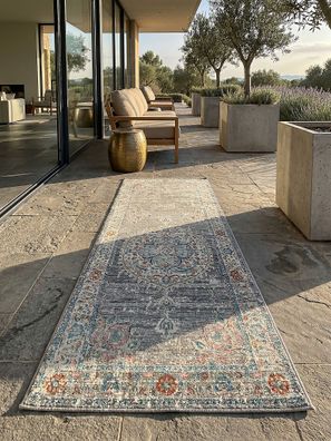 Outdoorteppich Niederflor LIMMAT 160x230 cm Pink 4 mm Polypropylen für Balkon Orient