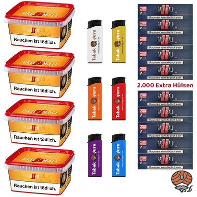 Pall Mall Mega Box Volumentabak 4x 145g + 2000 Pall Mall Red Xtra Hülsen