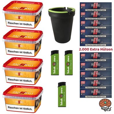 Pall Mall Volumentabak Mega Box 4x 145g, Red Xtra Hülsen, Aschenbecher