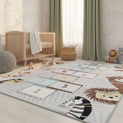 Kinderteppich Hüpfspiel Motiv Rutschfest Pflegeleicht Robust - TRAUN