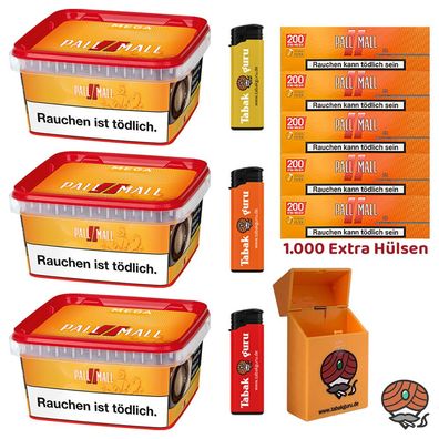 Pall Mall Allround Tabak Mega Box 3x 145g, Allround Hülsen, Feuerz., Box