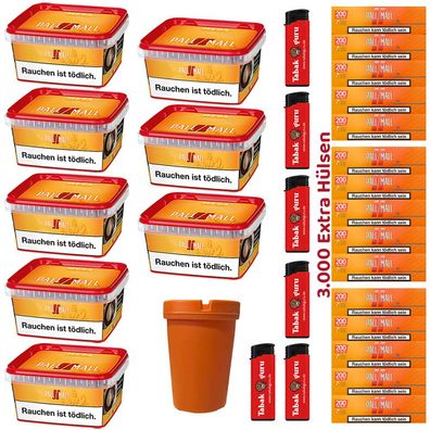 Pall Mall Allround Volumentabak Mega Box 8x 145g, 3000 Xtra Hülsen, Zubehör