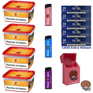 Pall Mall Allround Mega Box Tabak 4x 145g, 1000 Pall Mall Blue Hülsen, Box