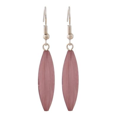 Ohrhaken Ohrhänger Ohrringe 30x9mm Rillenolive Kunststoff lila-marmoriert