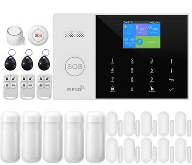 GSM Smart Home Alarm Kit - WiFi, Sirene, Sensoren & Fernbedienung (24 Teile)