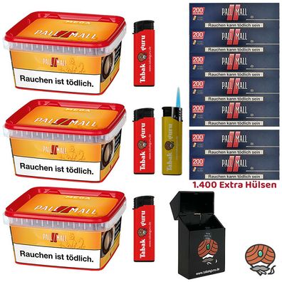 Pall Mall Allround Volumentabak Mega Box 3x 145g, Red Xtra Hülsen, Zubehör