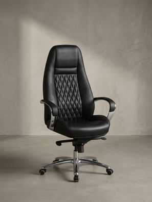 Chefsessel MADRID Echtleder ergonomisch mit Aluminium-Fußkreuz bis 120 kg