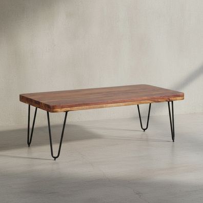 Couchtisch BALU Massivholz Metallbeine rechteckig 115 x 60 x 40 cm