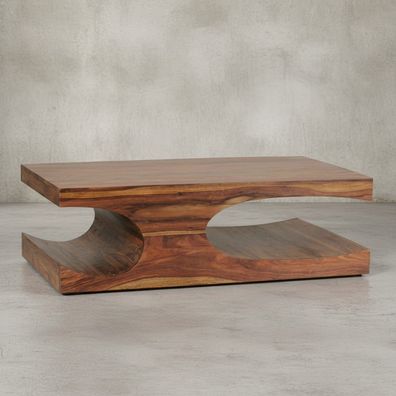Couchtisch TEKO Massivholz 2 Ablagefächer handgefertigt 118x70x38 cm
