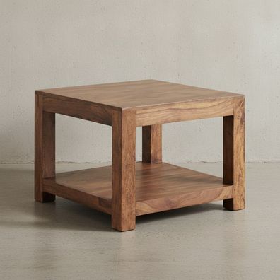 Couchtisch NAKO Massivholz Landhausstil Ablagefach 60x60x45 cm
