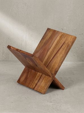 Zeitungsständer NAKO Massivholz X-Form handgefertigt Sheesham oder Akazie 31 cm hoch