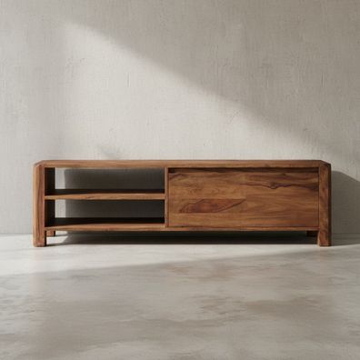 TV-Lowboard TEKO Massivholz 4 Holzbeine viel Stauraum 140x35x40 cm
