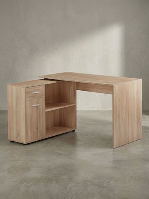 Eckschreibtisch ITTER Spanplatte mit drehbarem Regal 120x107x75 cm