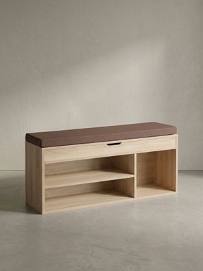 Garderobenbank Basilicata Stoffbezug gepolstert mit Stauraum 104x51x32 cm
