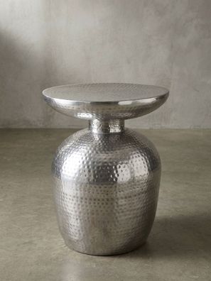 Dekotisch ENNS Aluminium mit Hammerschlag-Struktur Silber 36x36x46 cm