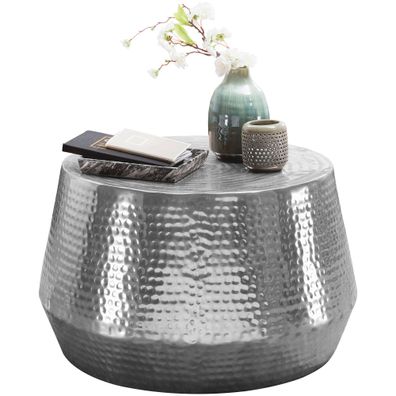 Couchtisch ENNS Aluminium Gold orientalisch Hammerschlag praktische Ablage 60 cm