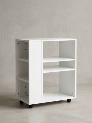 Rollregal BRENTA Holz 6 Fächer mit Rollen modern 60x35x75 cm
