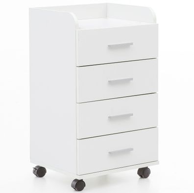 Rollcontainer ISONZO Holz 4 Schubladen Ablage mit Rollen 40x33x71 cm