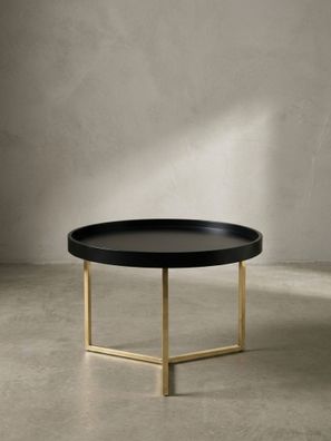 Sofatisch LIA rund Metallgestell Retro-Stil abnehmbares Tablett 58 cm